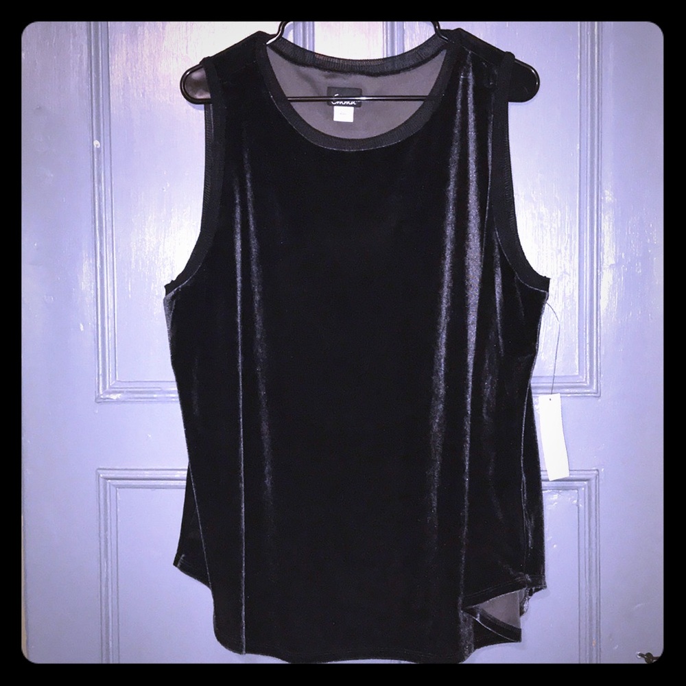 Black Blue Velvet Tank Top